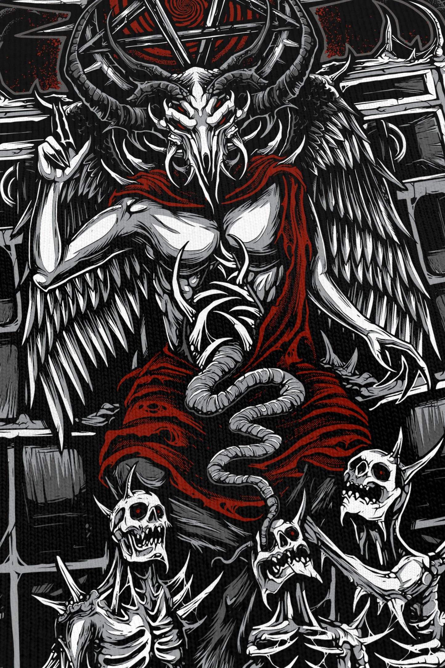 666 Rouge Noir, zoom sur l'impression du visuel, Etilik Wear