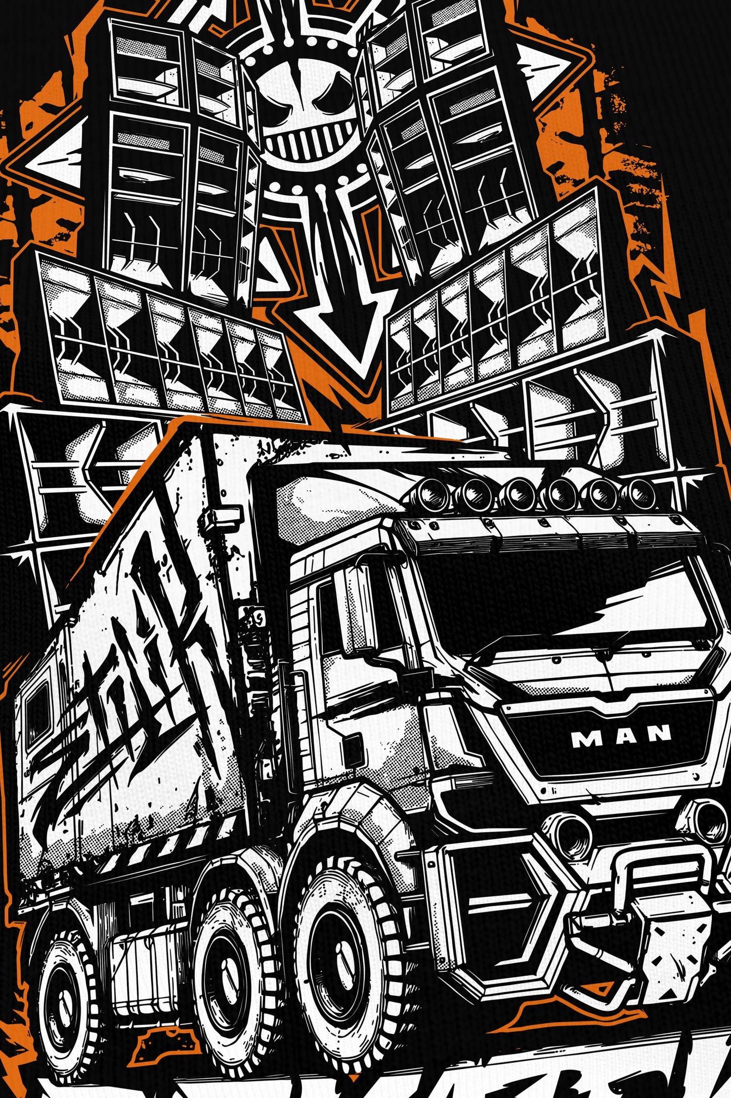 Etilik x Arkatek noir, zoom sur l'impression du visuel, Etilik Wear