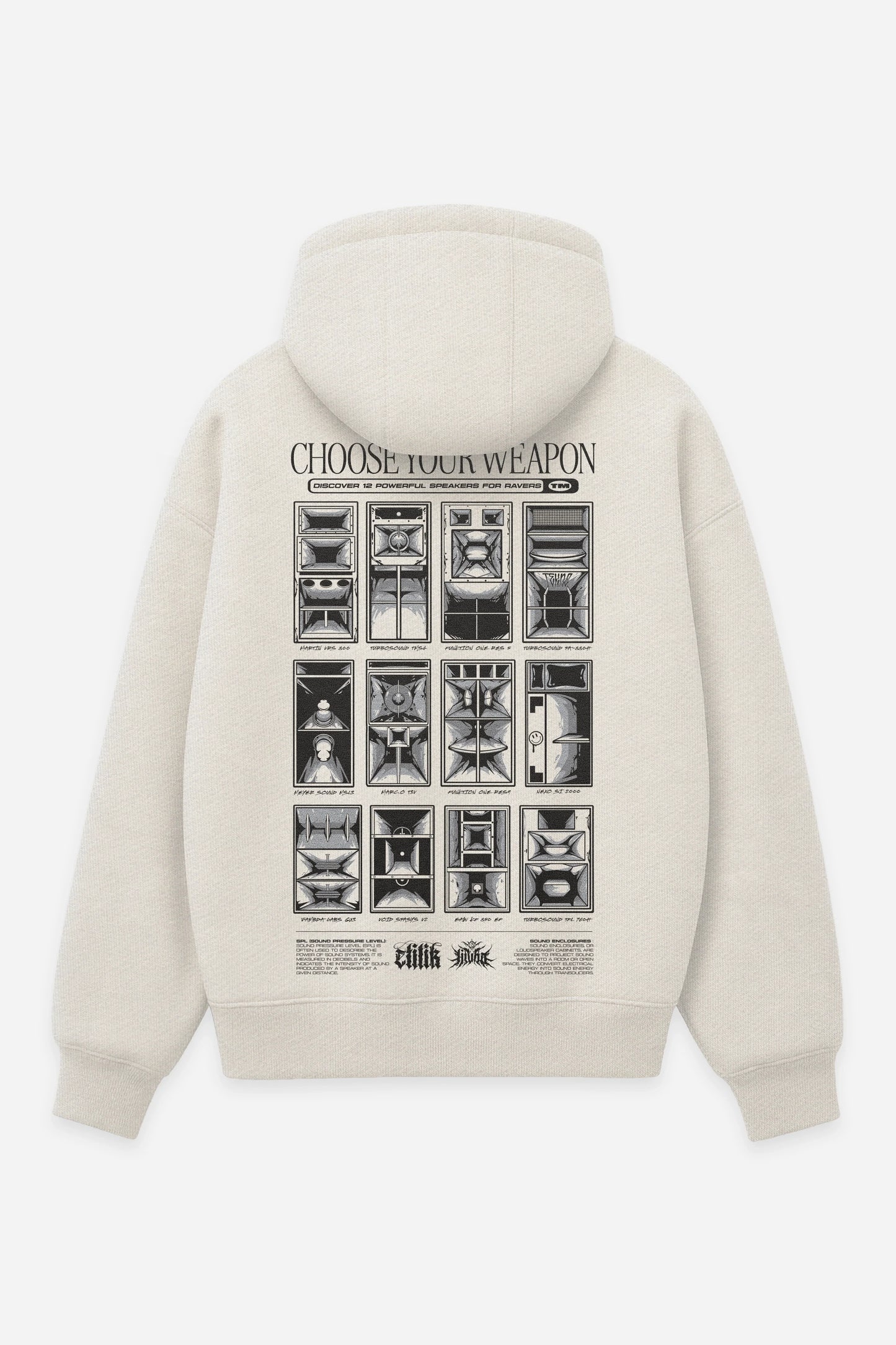Hoodie Choose Your Weapon vanilla, dos : Choose Your Weapon par Etilik, design free party, sweat à capuche Etilik Wear
