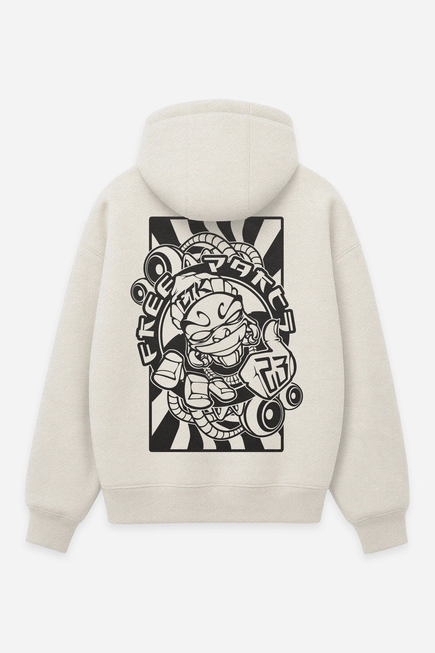 Hoodie Free Party vanilla, dos : design free party teuf rave, sweat à capuche Etilik Wear