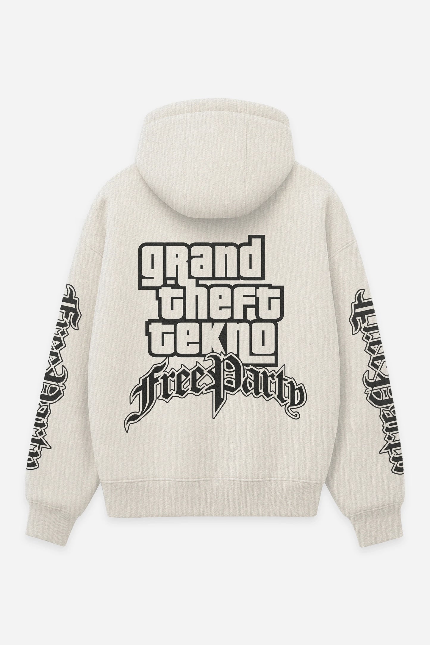 Hoodie Grand Theft Tekno vanilla, dos : bootleg GTA, pop culture, sweat à capuche Etilik Wear