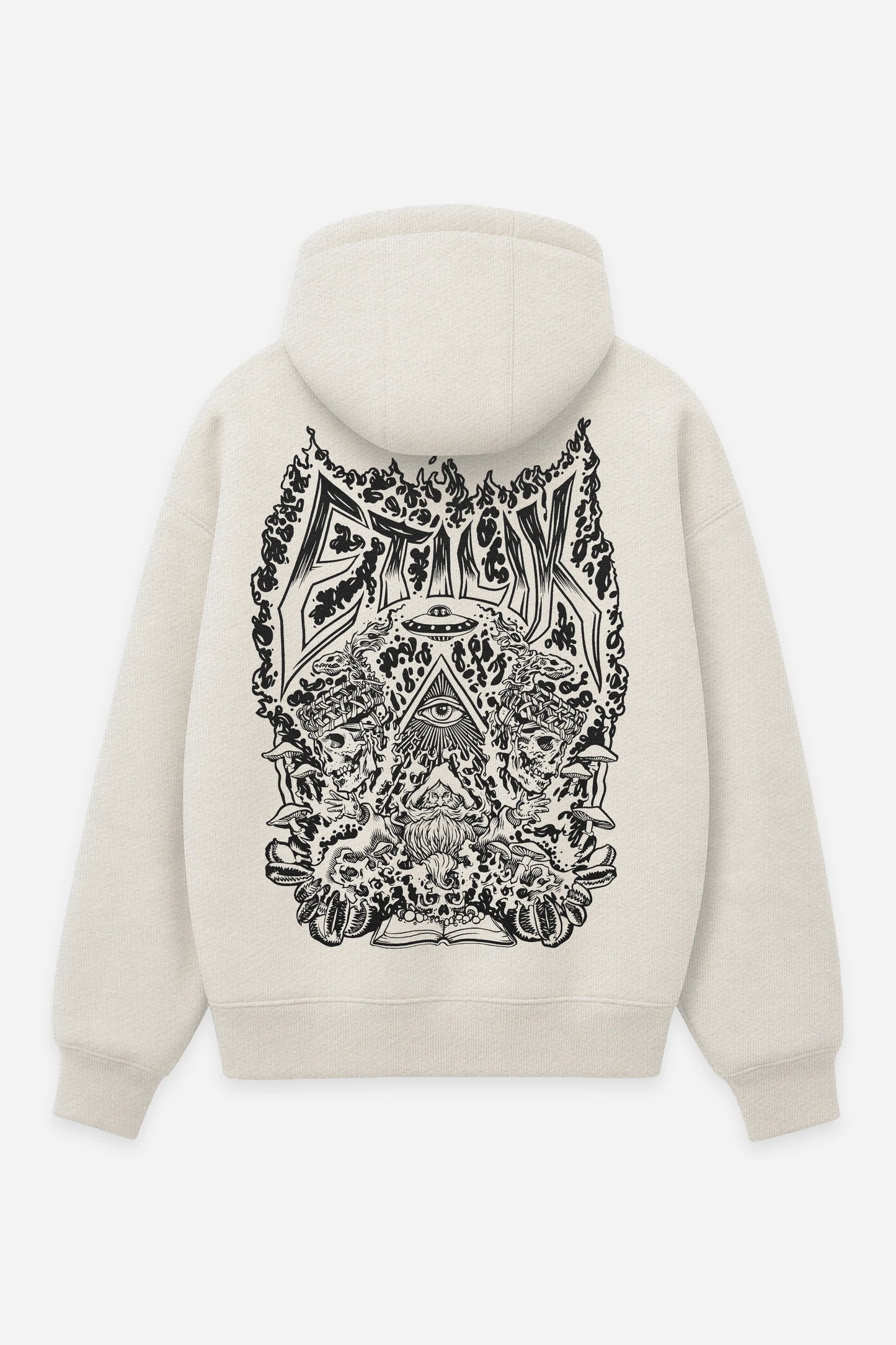 Hoodie Illuminetilik vanilla, dos : design free party illuminati, sweat à capuche Etilik Wear