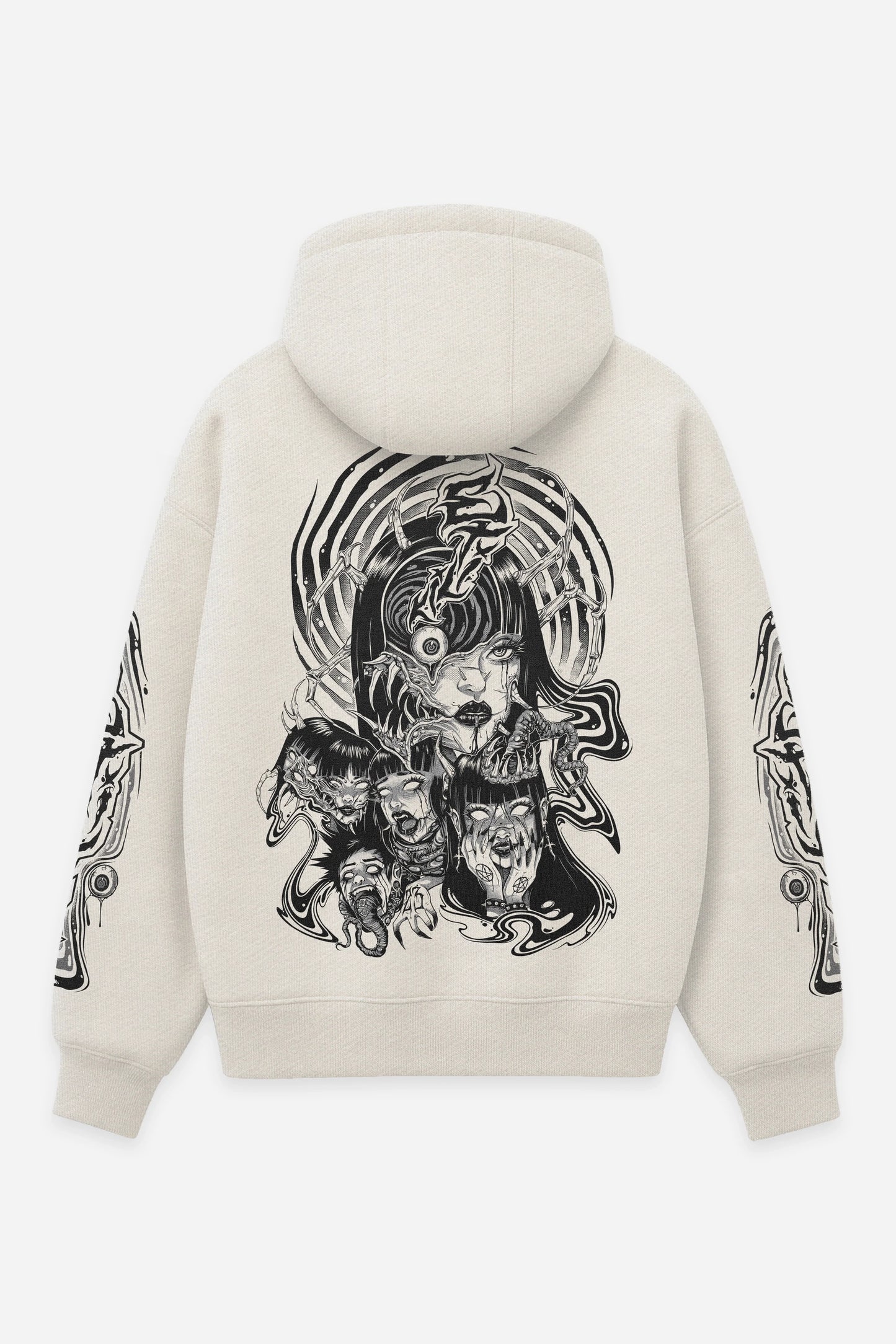 Hoodie Mental Disorder vanilla, dos : bootleg Junji Ito, design anime, sweat à capuche Etilik Wear