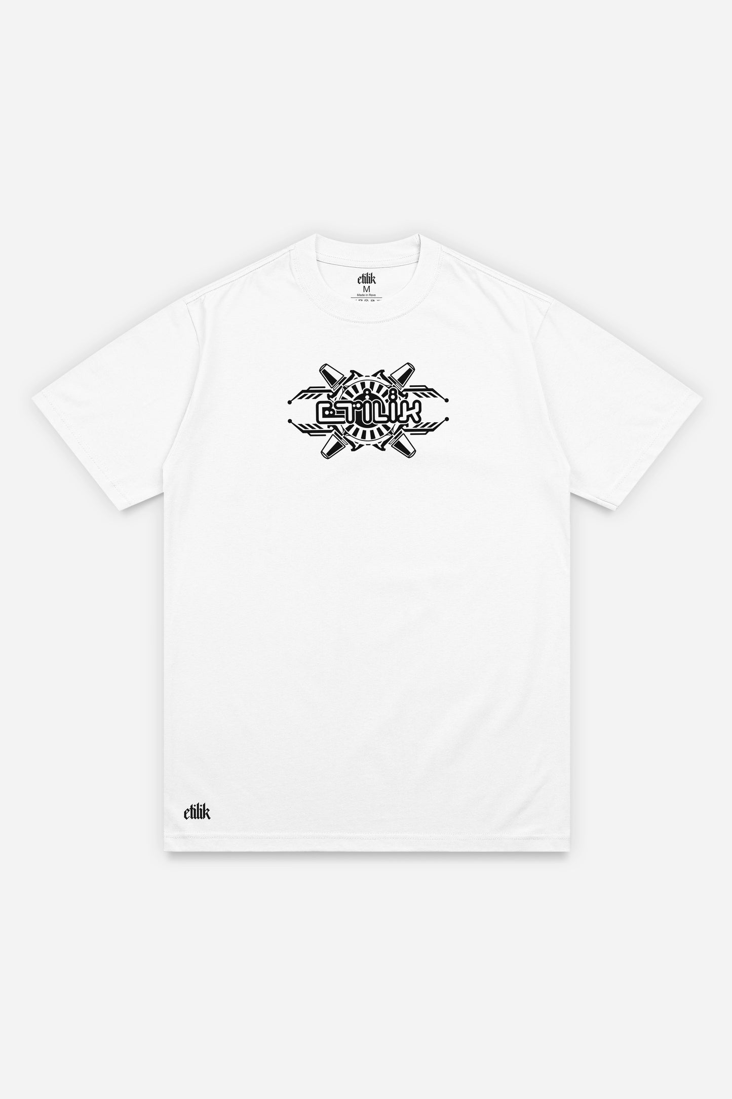 T-shirt OldSchool blanc régular, face : design free party old school, teuf rave, Etilik Wear