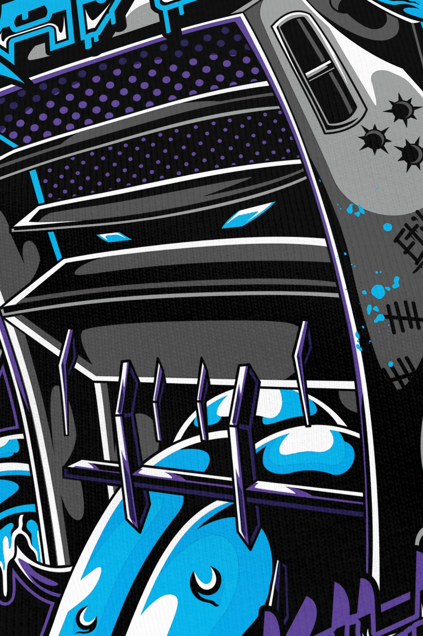 Raver Killer noir, zoom sur l'impression du visuel, Etilik Wear