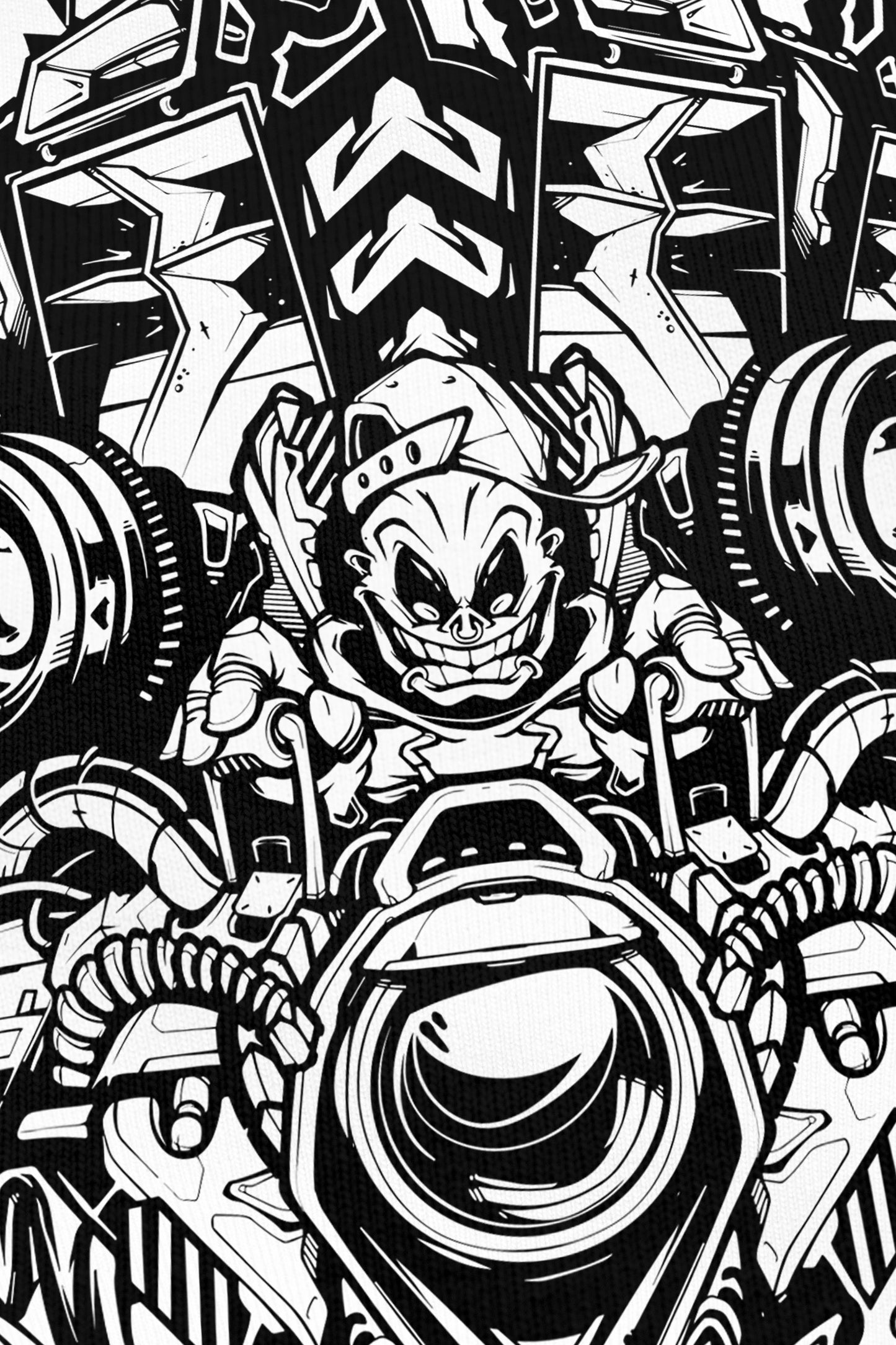 Space Tawa noir, zoom sur l'impression du visuel, Etilik Wear