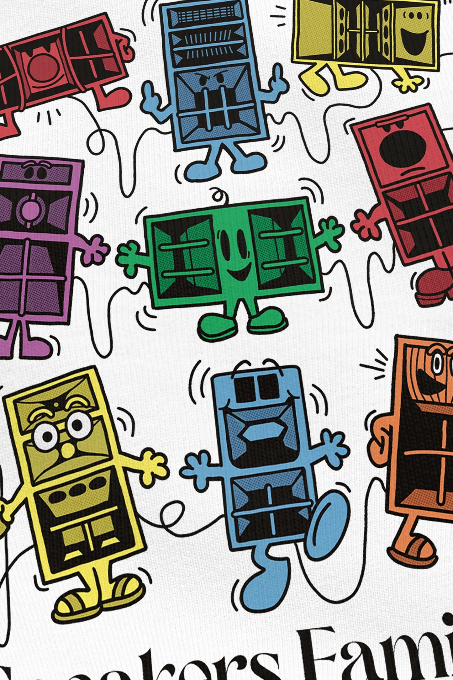 Speakers Family's blanc, zoom sur l'impression du visuel, Etilik Wear