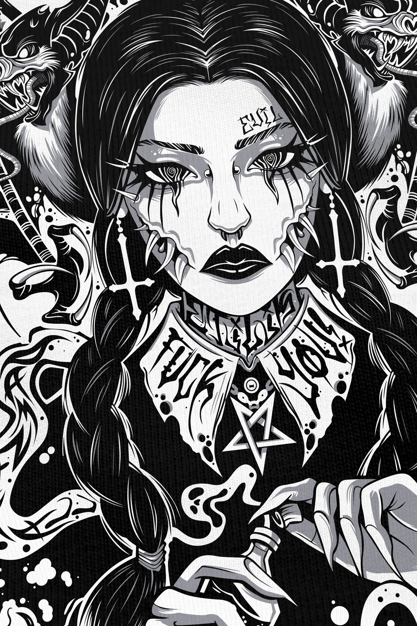 Wednesday grey noir, zoom sur l'impression du visuel, Etilik Wear