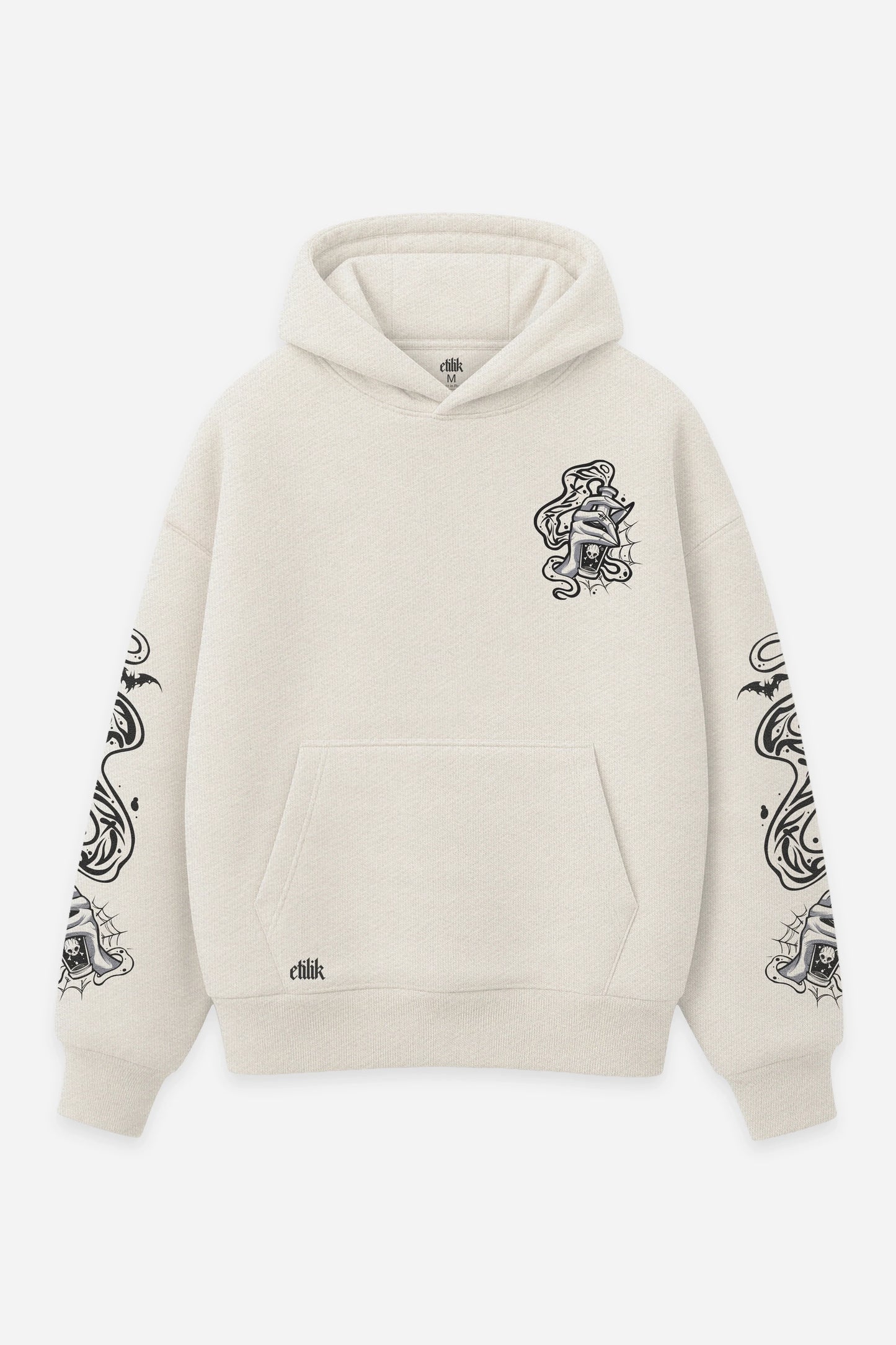 Hoodie Wednesday vanilla, face : logo Etilik, bootleg de Wednesday Addams, sweat à capuche Etilik Wear