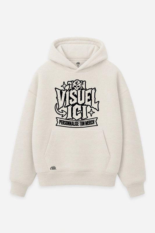 Sweat à capuche personnalisé vanilla, face avant, exemple avec un visuel