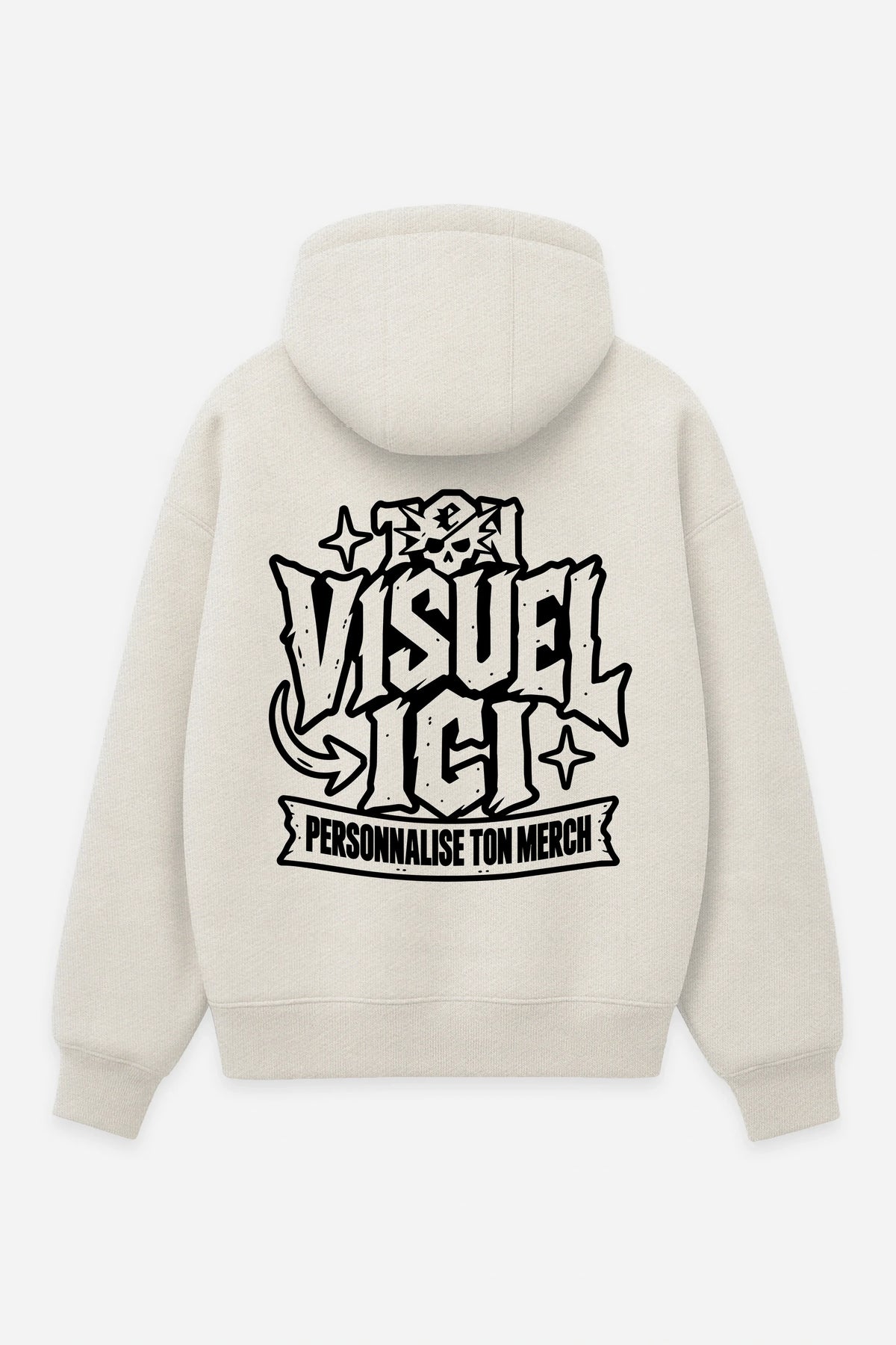 Sweat à capuche personnalisé vanilla, dos, exemple avec un visuel