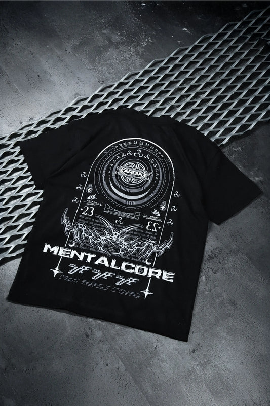 T-shirt Mentalcore Grey Edition noir : design free party hardcore, teuf rave techno, Etilik Wear
