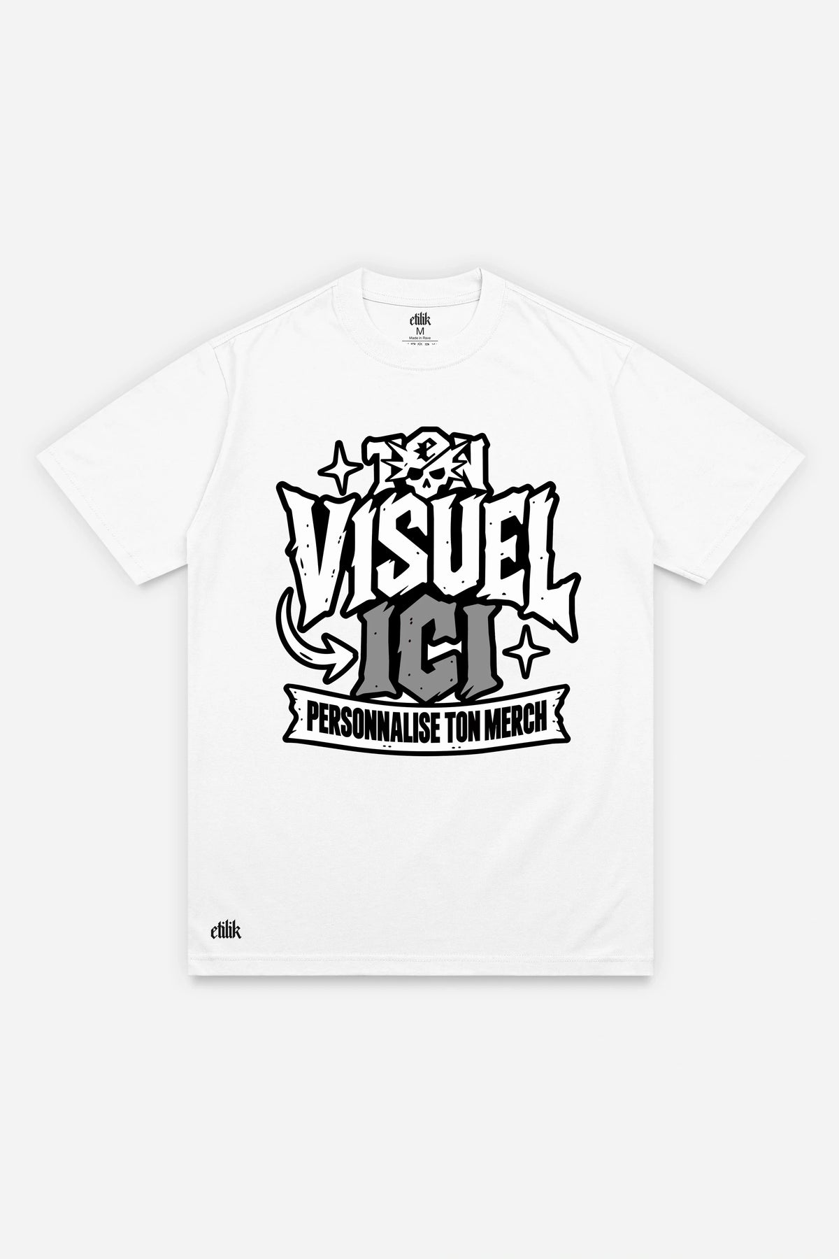 T-shirt personnalisé blanc, face avant, exemple avec un visuel