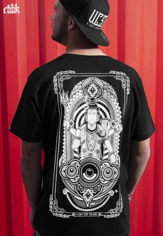 T-shirt Billx Shiva V2, dos : design free party signé Scalpel, teuf rave techno, Etilik Wear