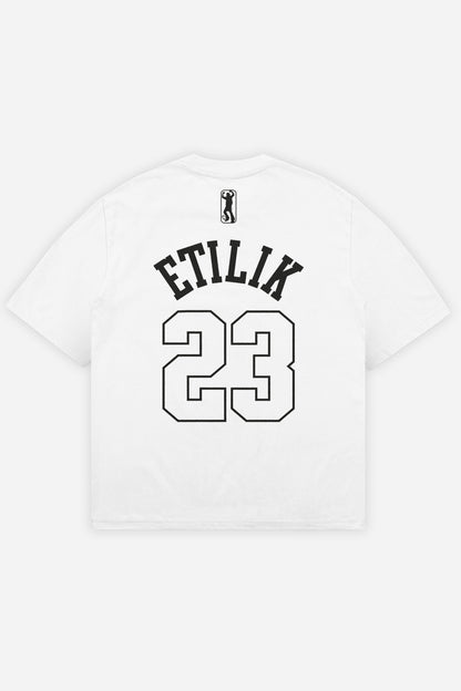 T-shirt 23 Tekno blanc oversize, dos : design tekno signé Scalpel, free party teuf rave, Etilik Wear
