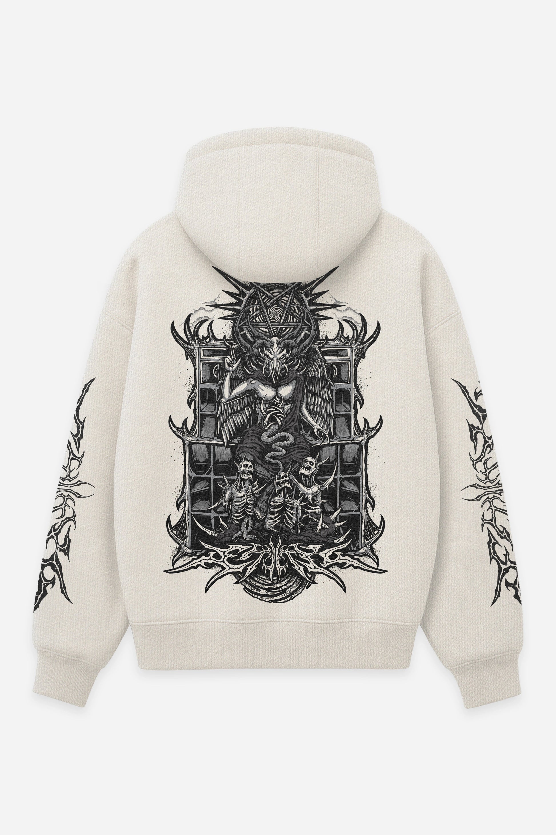 Hoodie 666 vanilla, dos : 666 par Etilik, design free party, sweat à capuche Etilik Wear