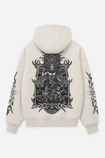 Hoodie 666 vanilla, dos : 666 par Etilik, design free party, sweat à capuche Etilik Wear