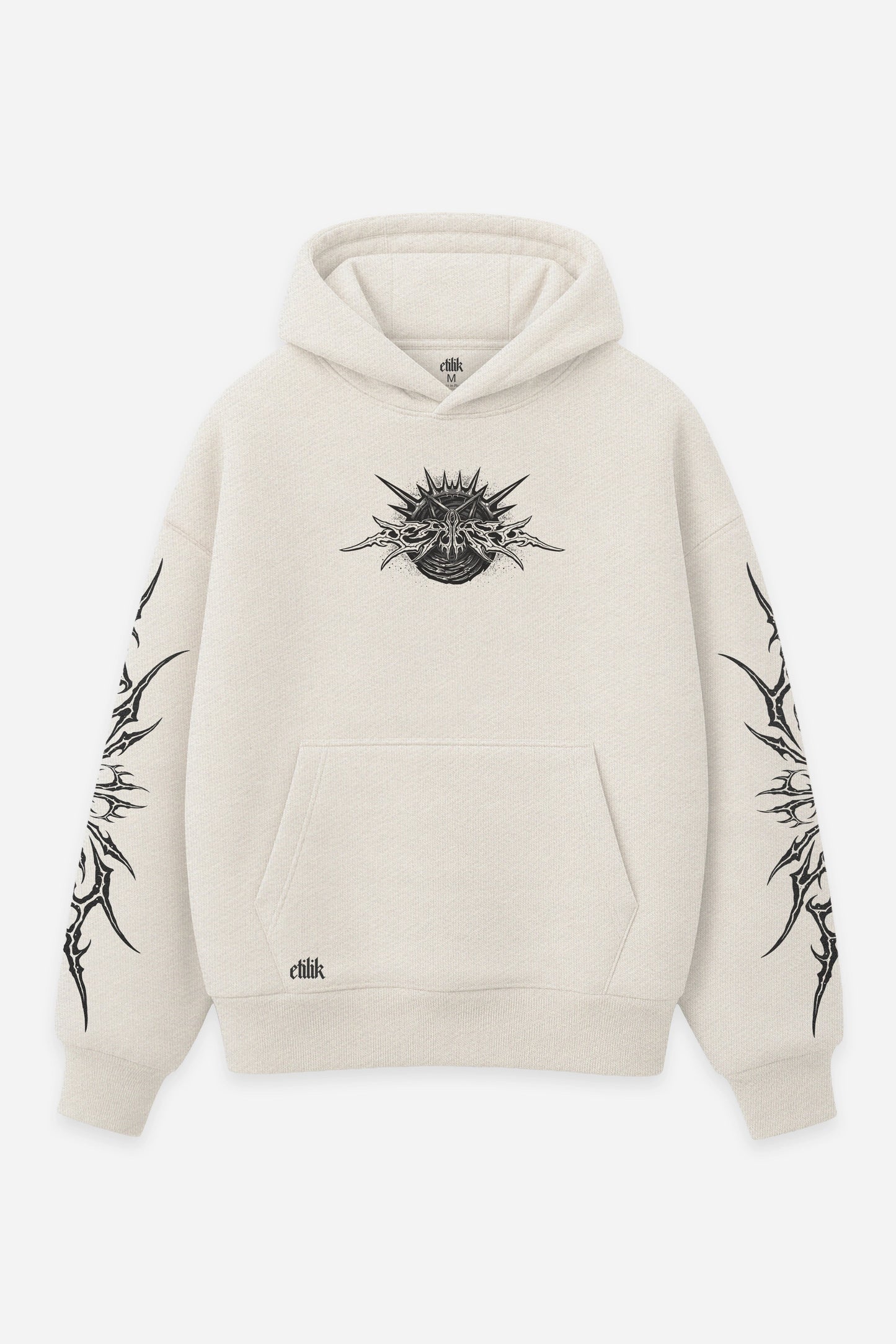 Hoodie 666 vanilla, face : logo Etilik, design free party dark, sweat à capuche Etilik Wear