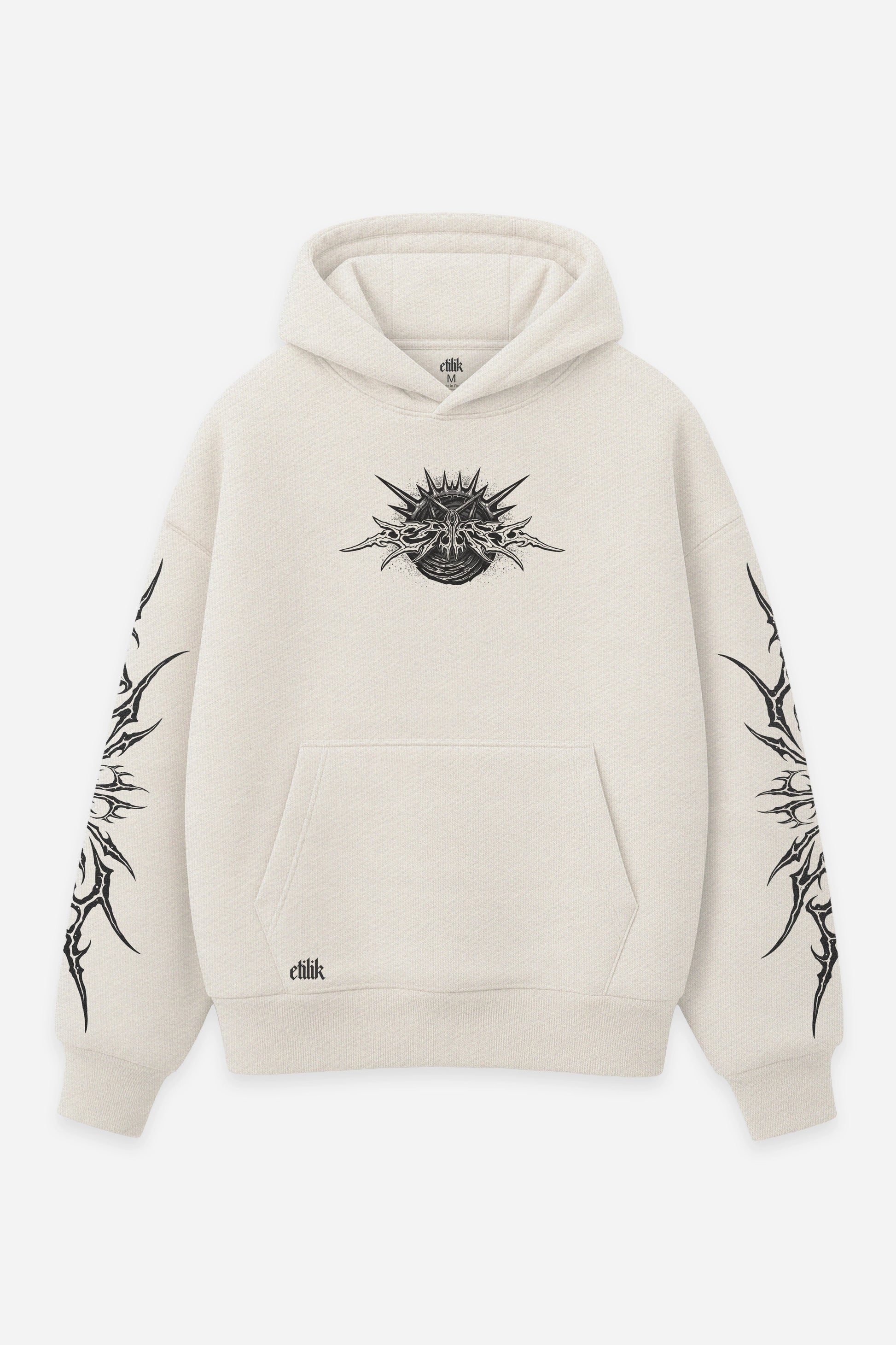 Hoodie 666 vanilla, face : logo Etilik, design free party dark, sweat à capuche Etilik Wear