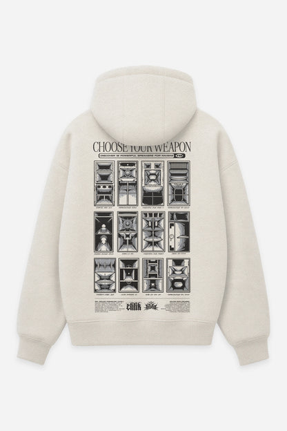 Hoodie Choose Your Weapon vanilla, dos : Choose Your Weapon par Etilik, design free party, sweat à capuche Etilik Wear