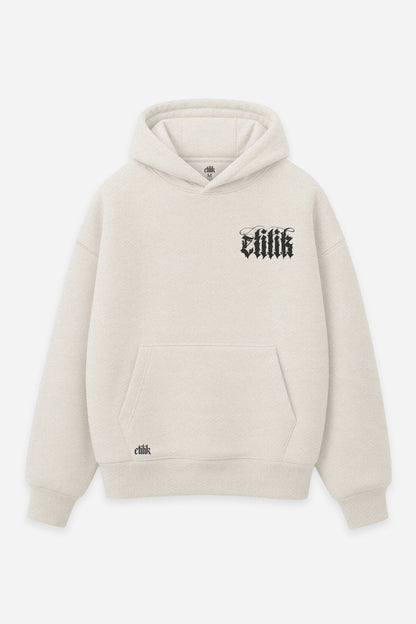 Hoodie Choose Your Weapon vanilla, face : logo Etilik, design free party tekno, sweat à capuche Etilik Wear