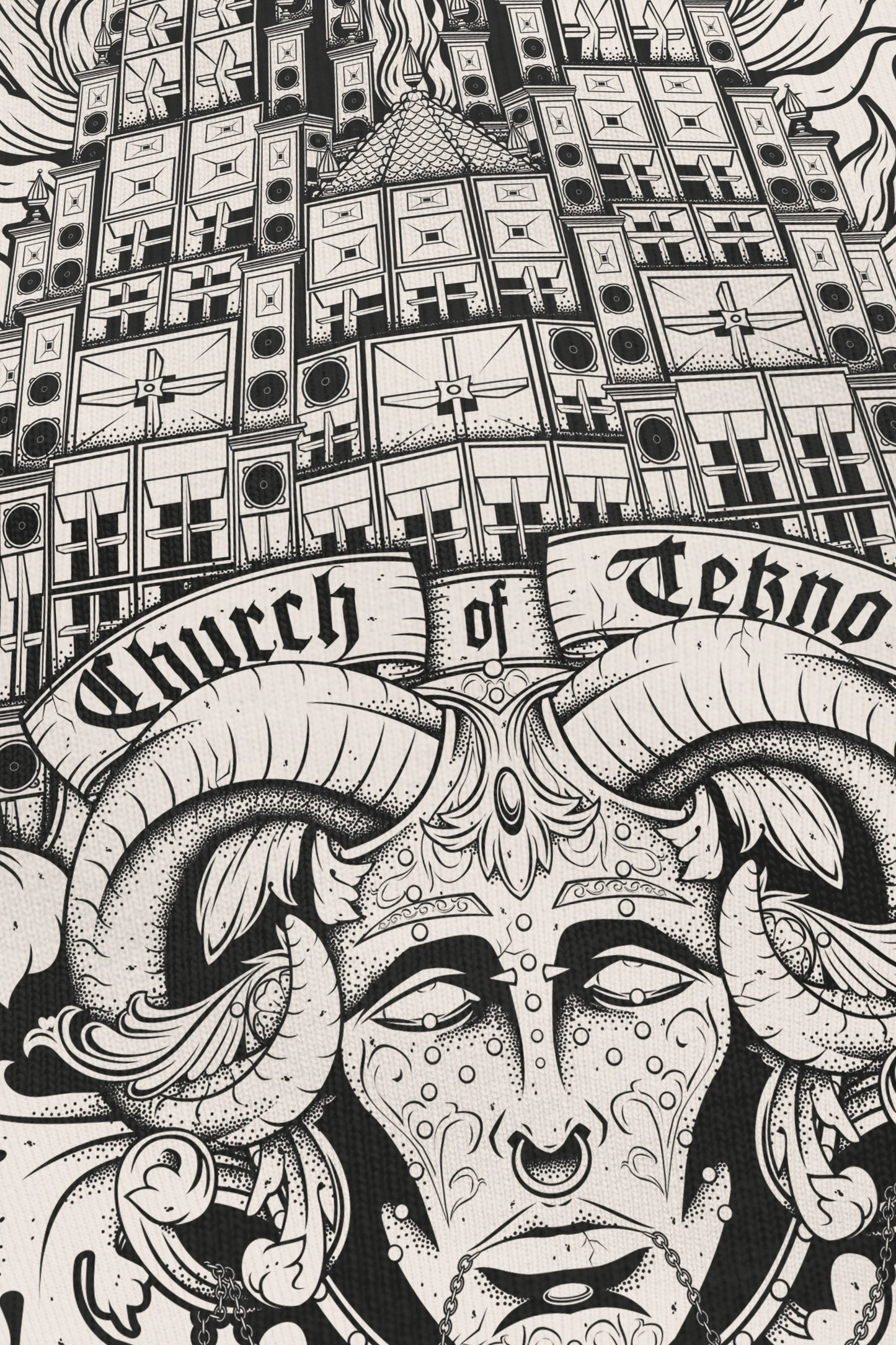 Church Of Tekno Vanilla, zoom sur l'impression du visuel, Etilik Wear