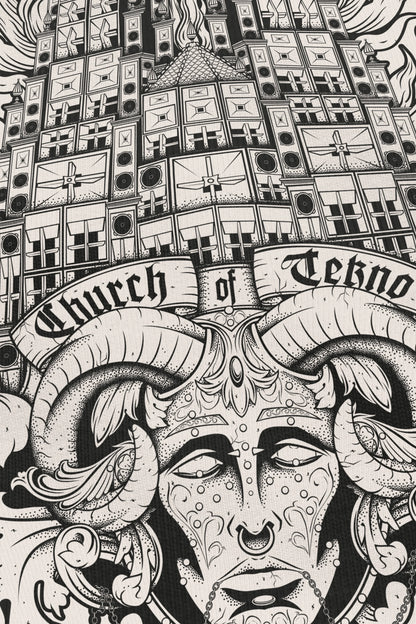 Church Of Tekno Vanilla, zoom sur l'impression du visuel, Etilik Wear