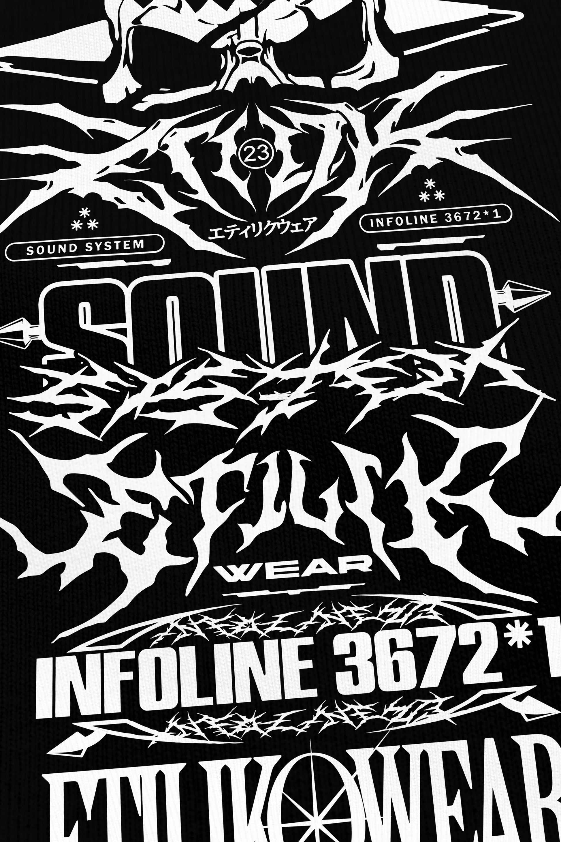 Etilik Crew 2025 noir, zoom sur l'impression du visuel, Etilik Wear