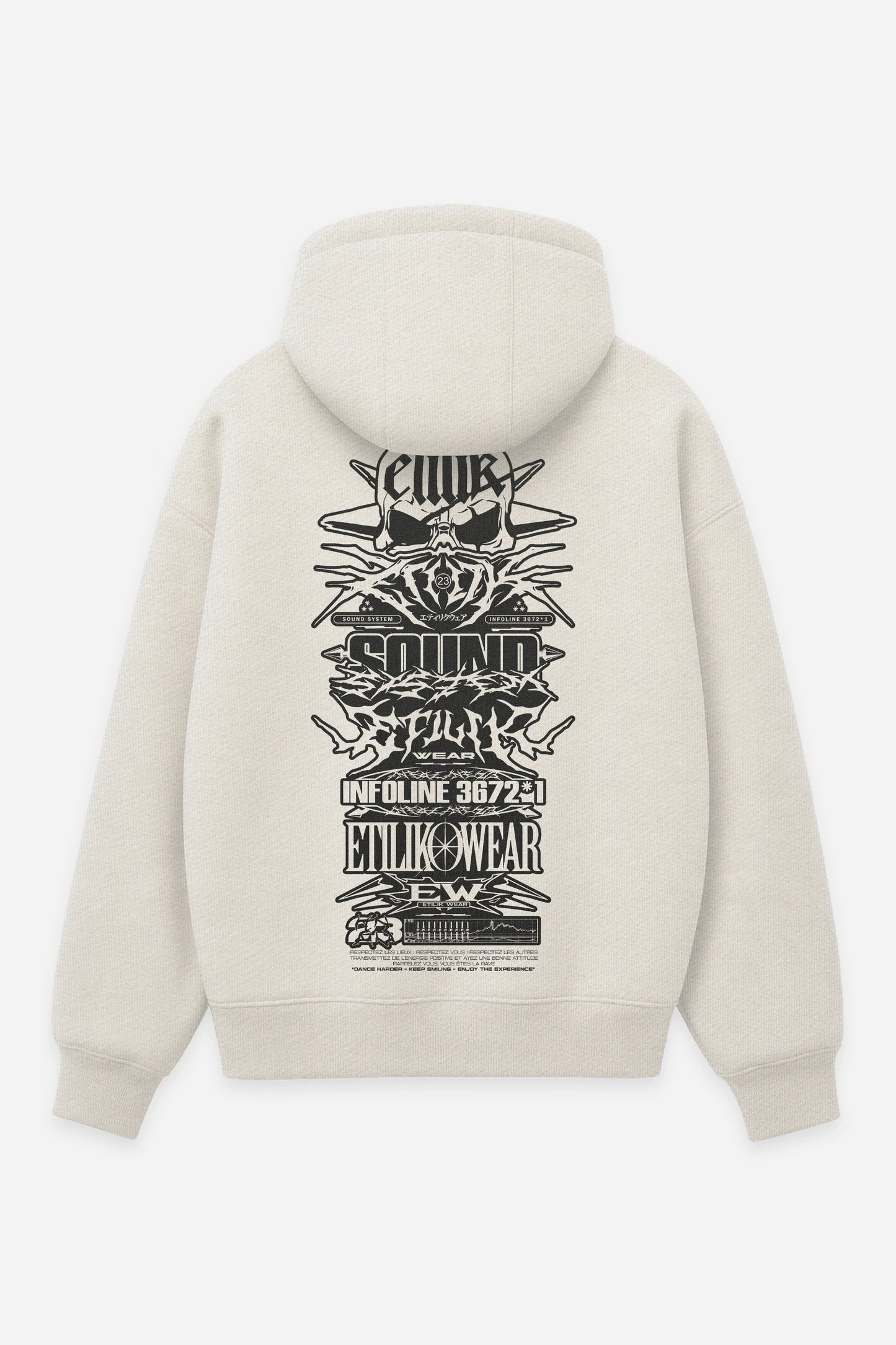 Hoodie Etilik Crew 2026 vanilla, dos : Etilik Crew 2026 par Etilik, design free party, sweat à capuche Etilik Wear