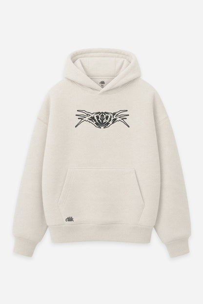 Hoodie Etilik Crew 2026 vanilla, face : logo Etilik, free party rave, sweat à capuche Etilik Wear