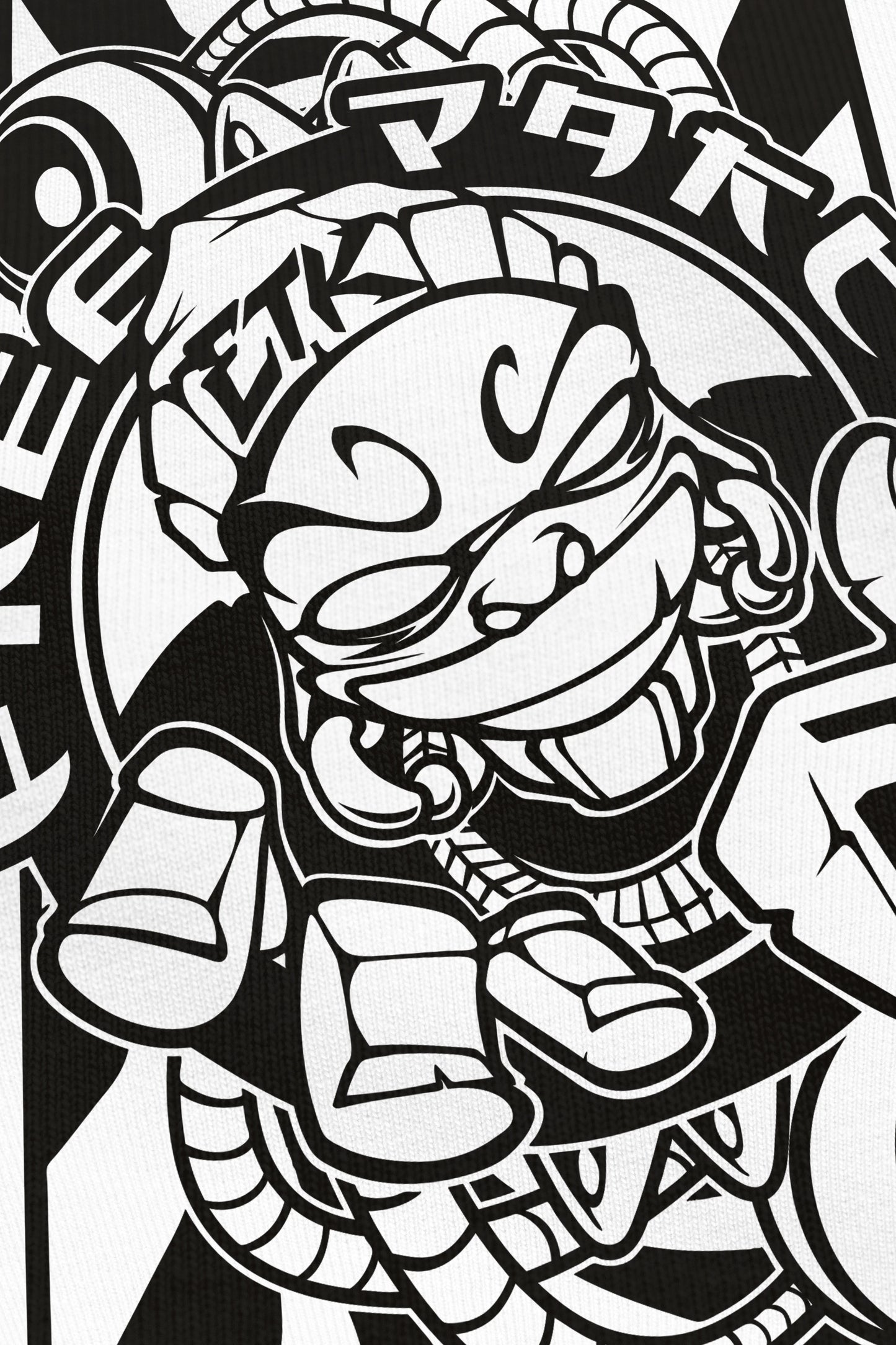 Free Party blanc, zoom sur l'impression du visuel, Etilik Wear