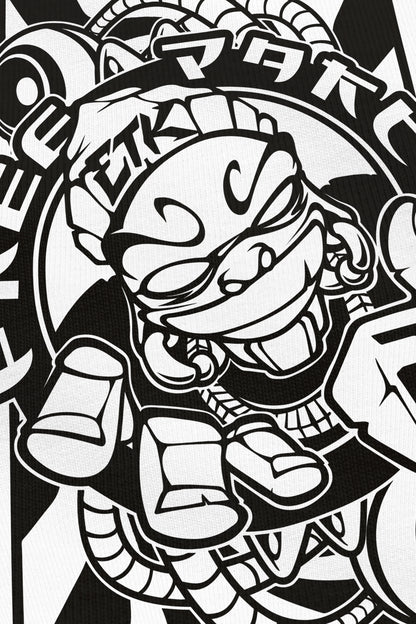 Free Party blanc, zoom sur l'impression du visuel, Etilik Wear