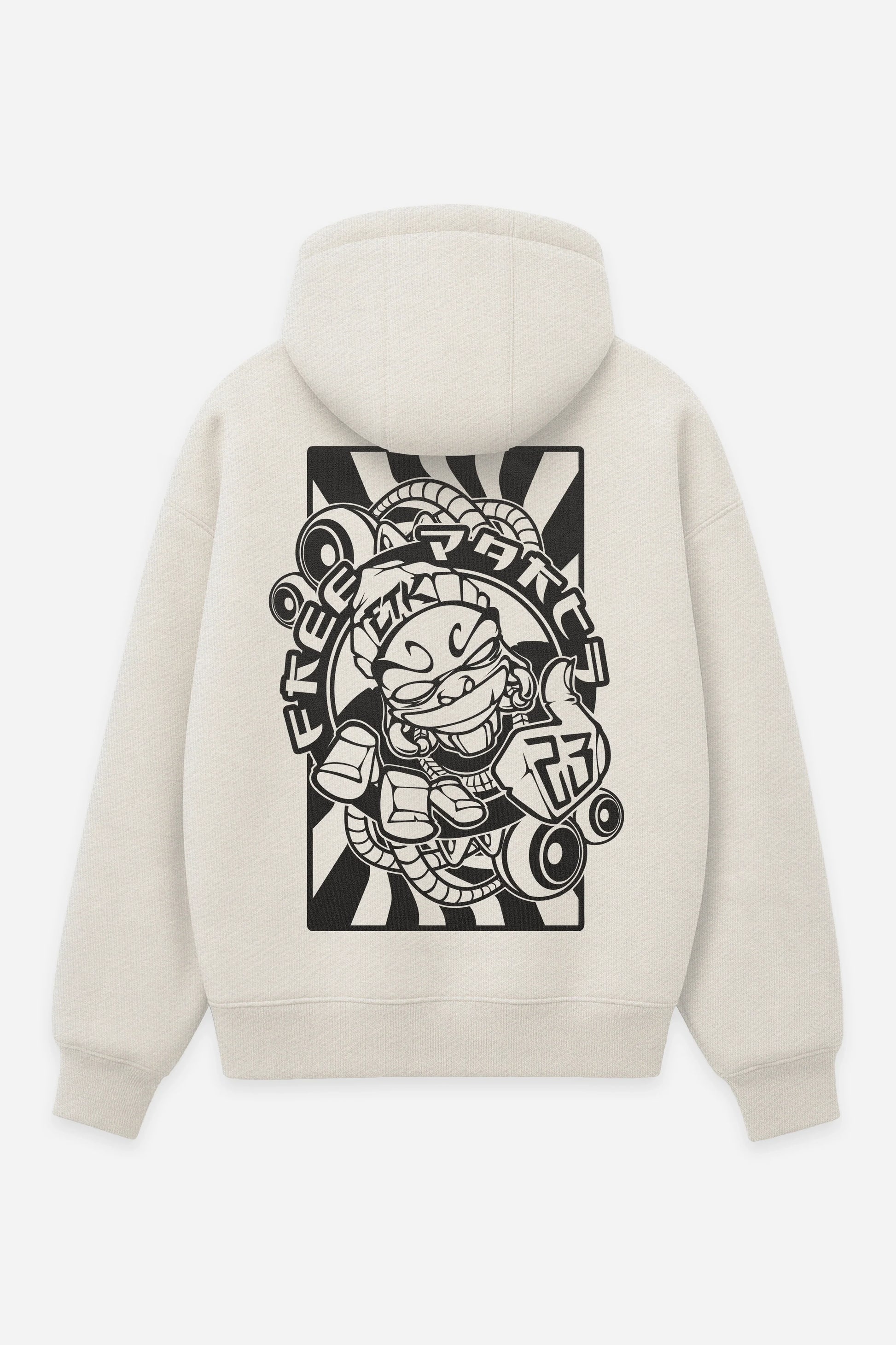 Hoodie Free Party vanilla, dos : design free party teuf rave, sweat à capuche Etilik Wear