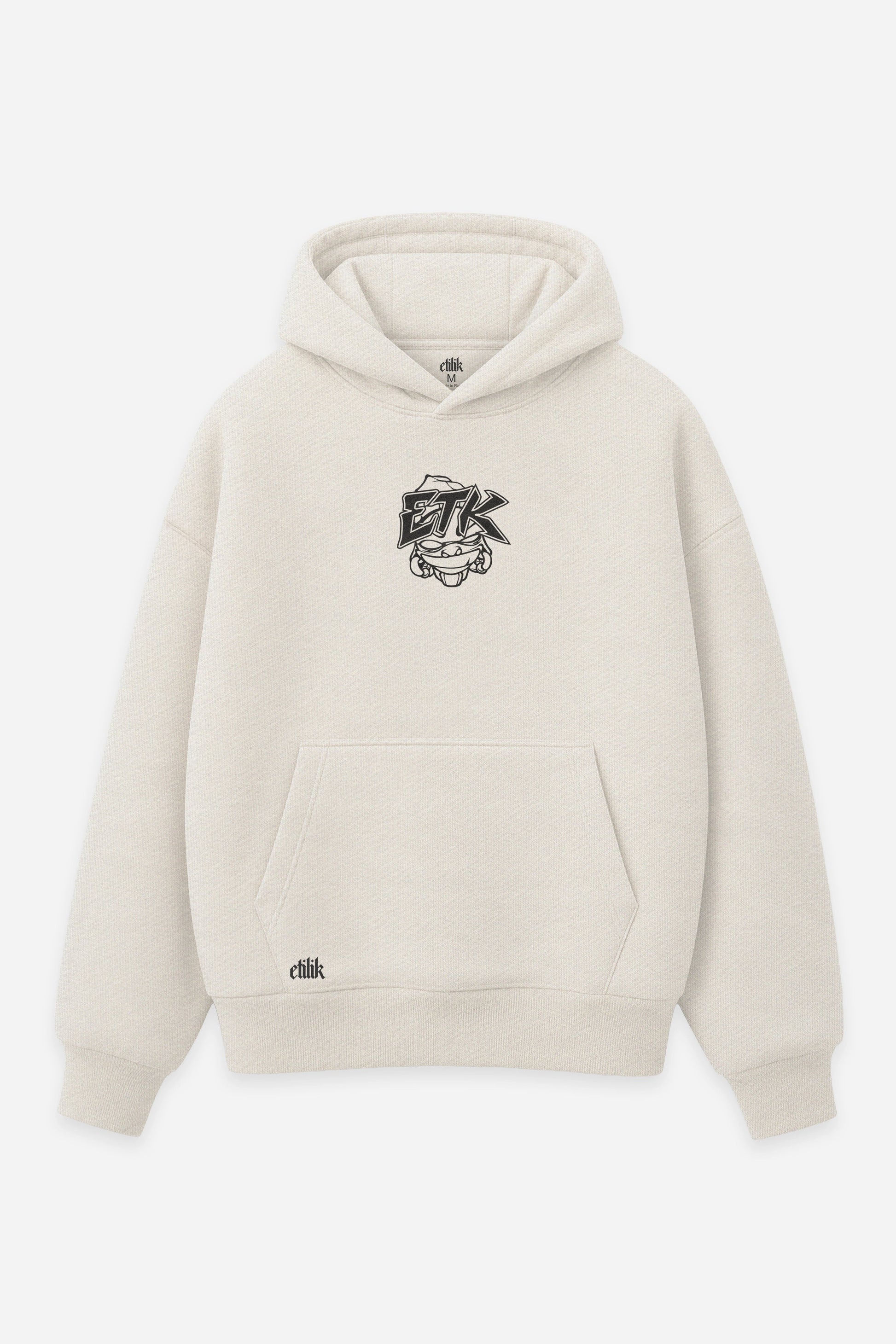 Hoodie Free Party vanilla, face : logo Free Party, teuf, tekno, sweat à capuche Etilik Wear