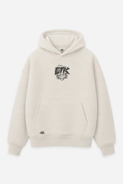 Hoodie Free Party vanilla, face : logo Free Party, teuf, tekno, sweat à capuche Etilik Wear