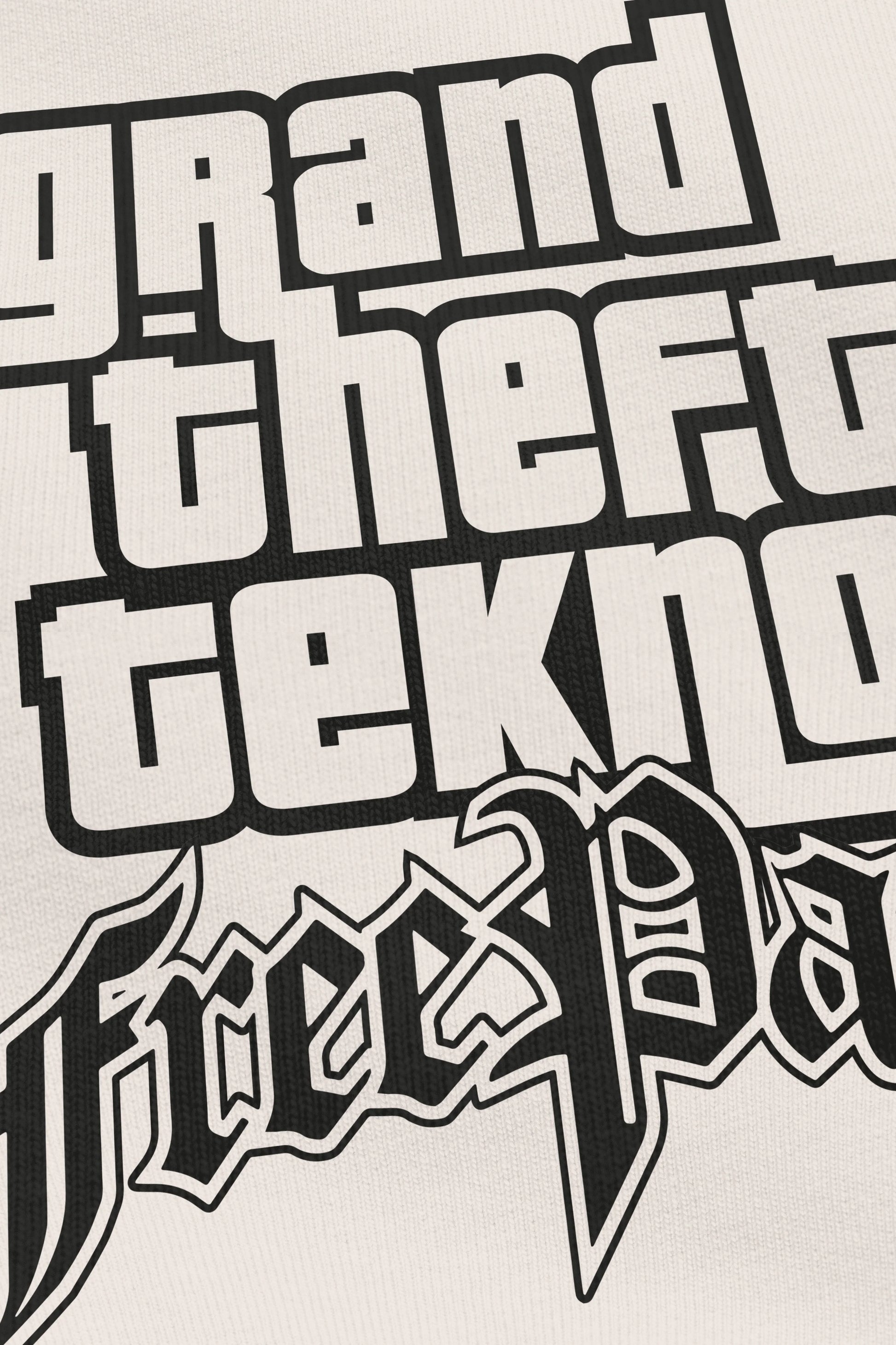 Grand Theft Tekno Vanilla, zoom sur l'impression du visuel, Etilik Wear