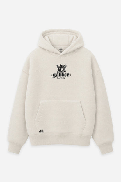 Hoodie Gabber vanilla, face : logo Etilik, design free party gabber, sweat à capuche Etilik Wear