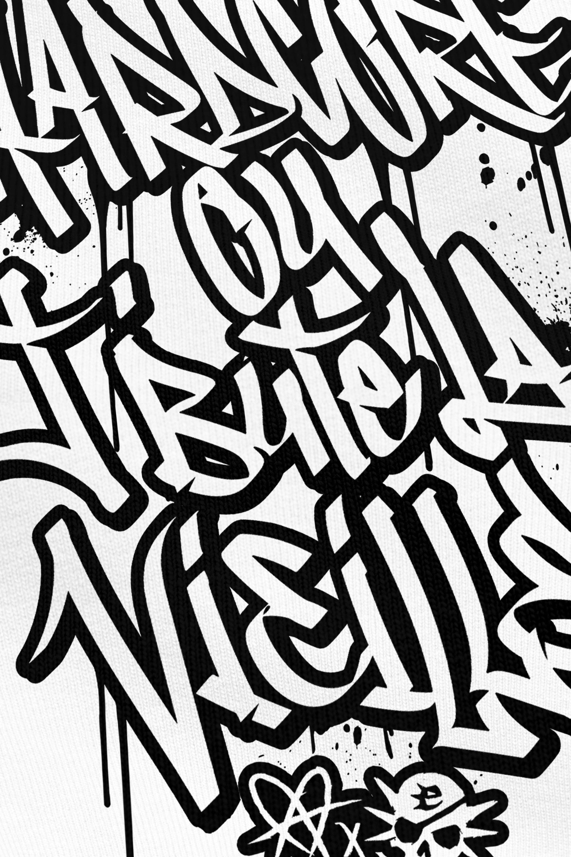 Hardcore blanc, zoom sur l'impression du visuel, Etilik Wear