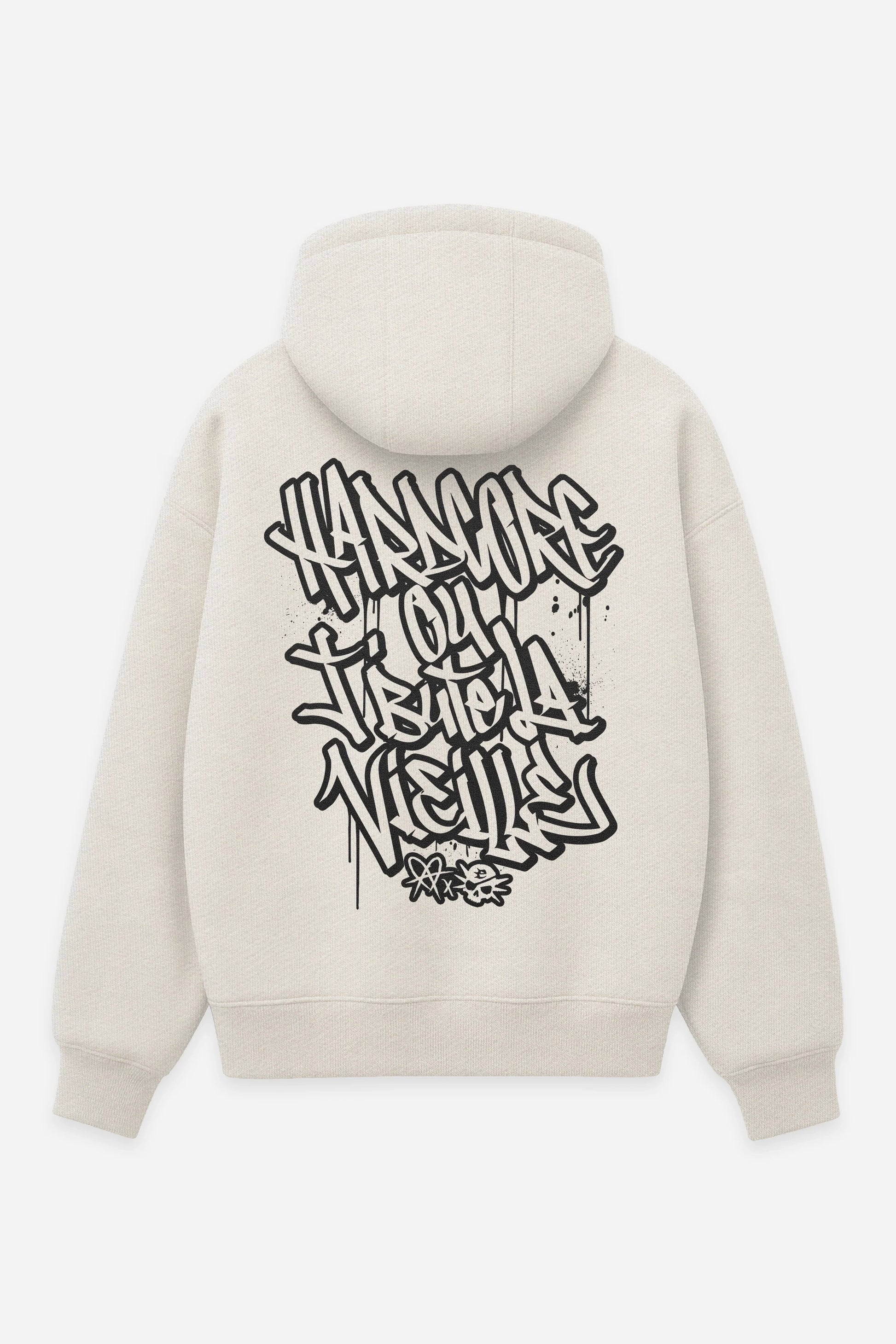 Hoodie Hardcore ou j'bute la vieille vanilla, dos : design free party hardcore teuf, sweat à capuche Etilik Wear