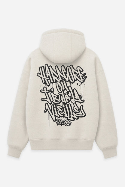 Hoodie Hardcore ou j'bute la vieille vanilla, dos : design free party hardcore teuf, sweat à capuche Etilik Wear