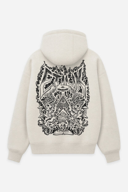 Hoodie Illuminetilik vanilla, dos : design free party illuminati, sweat à capuche Etilik Wear
