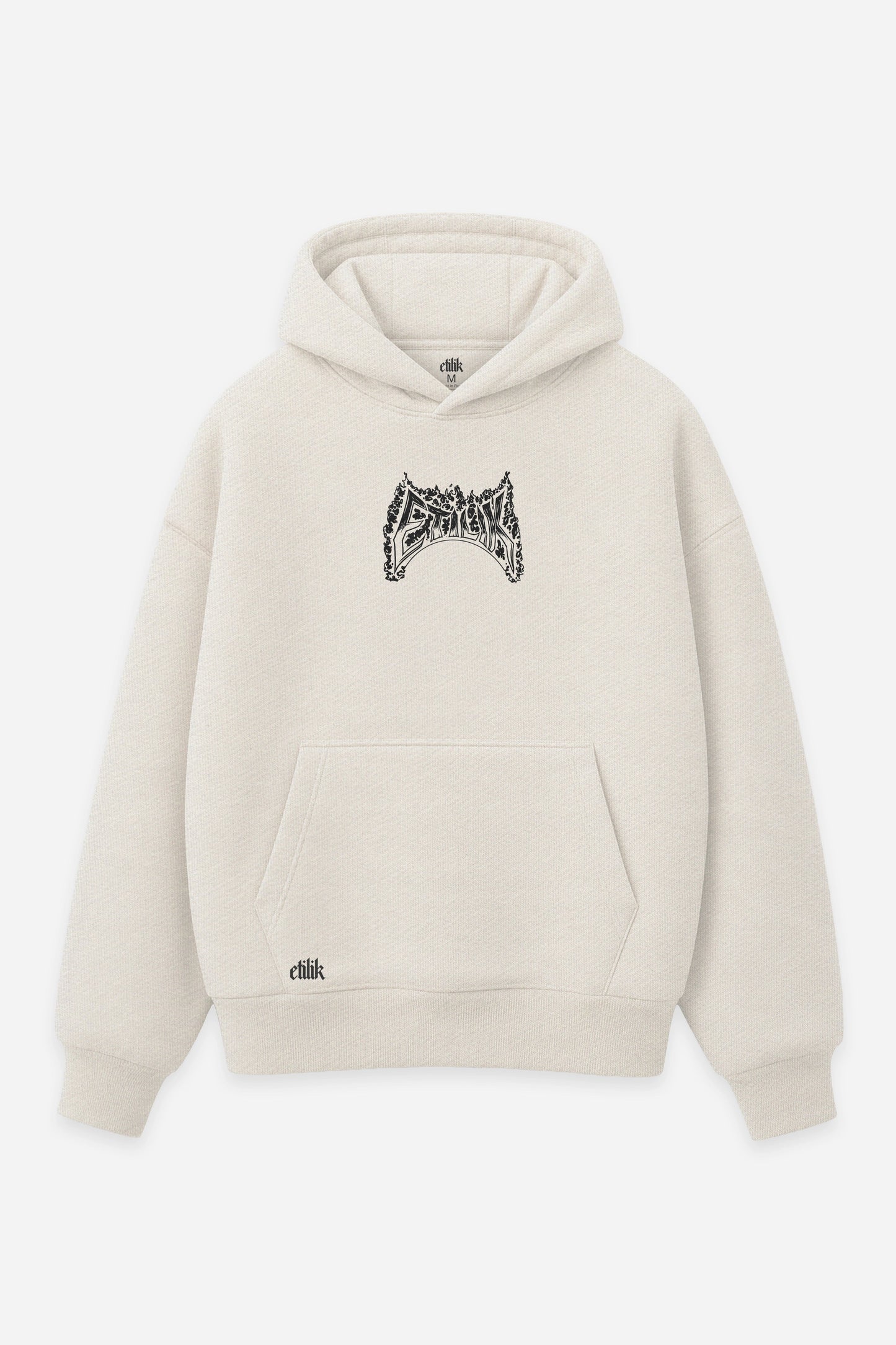 Hoodie Illuminetilik vanilla, face : logo Etilik, design free party, sweat à capuche Etilik Wear