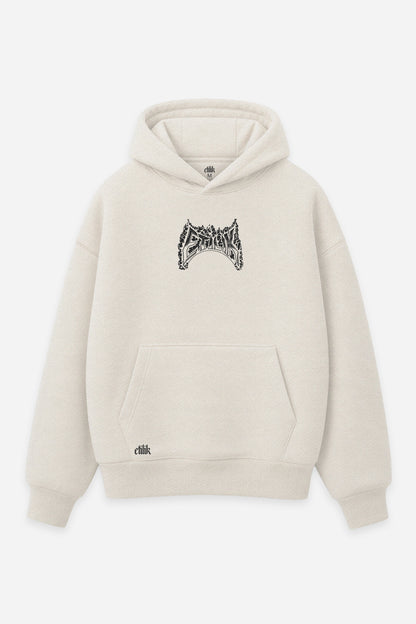 Hoodie Illuminetilik vanilla, face : logo Etilik, design free party, sweat à capuche Etilik Wear