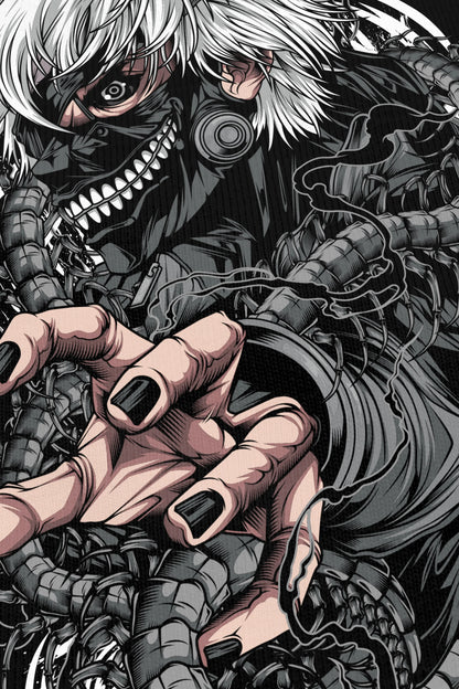Kaneki Grey noir, zoom sur l'impression du visuel, Etilik Wear