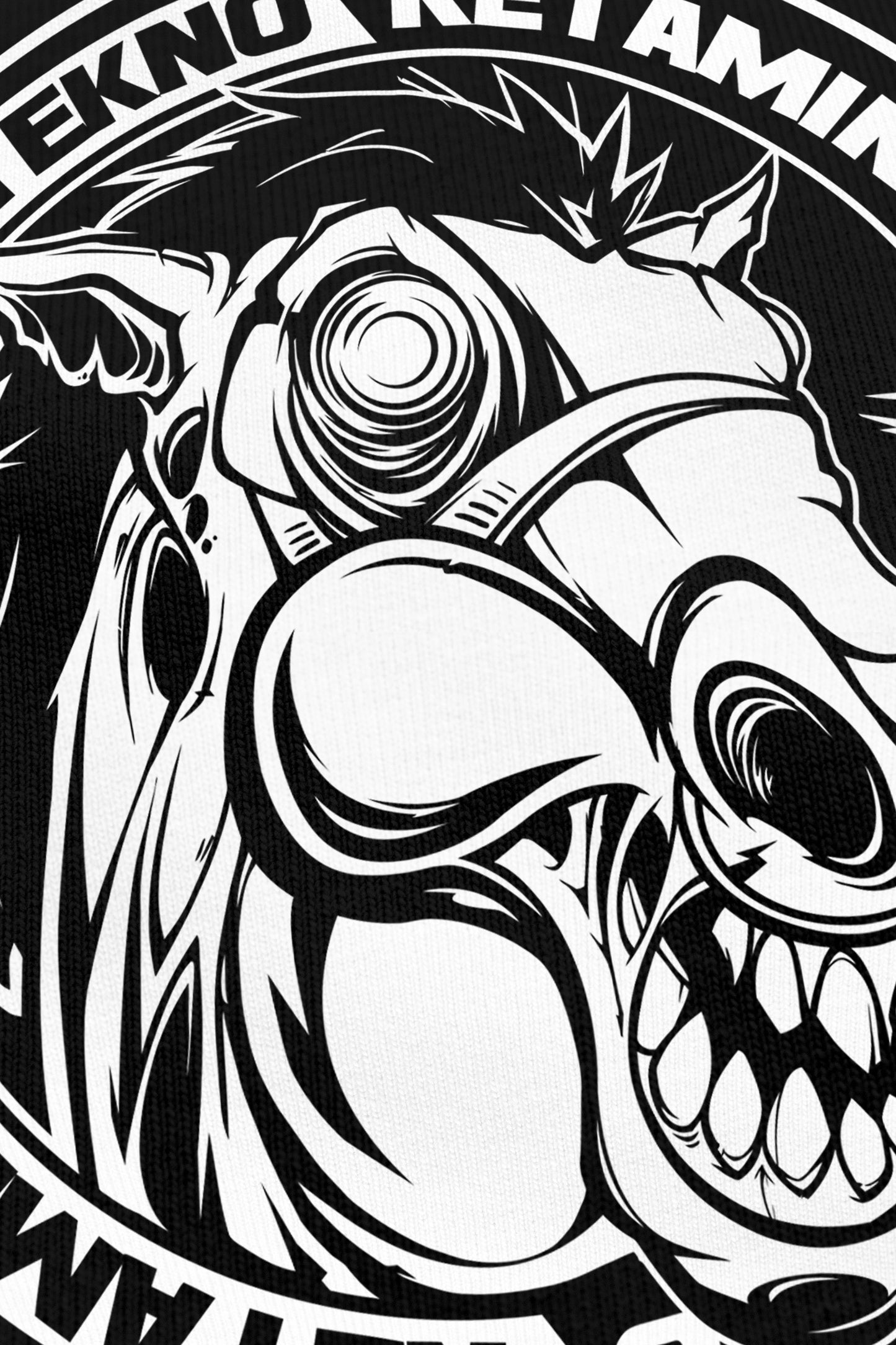 Keta Kill Tekno noir, zoom sur l'impression du visuel, Etilik Wear