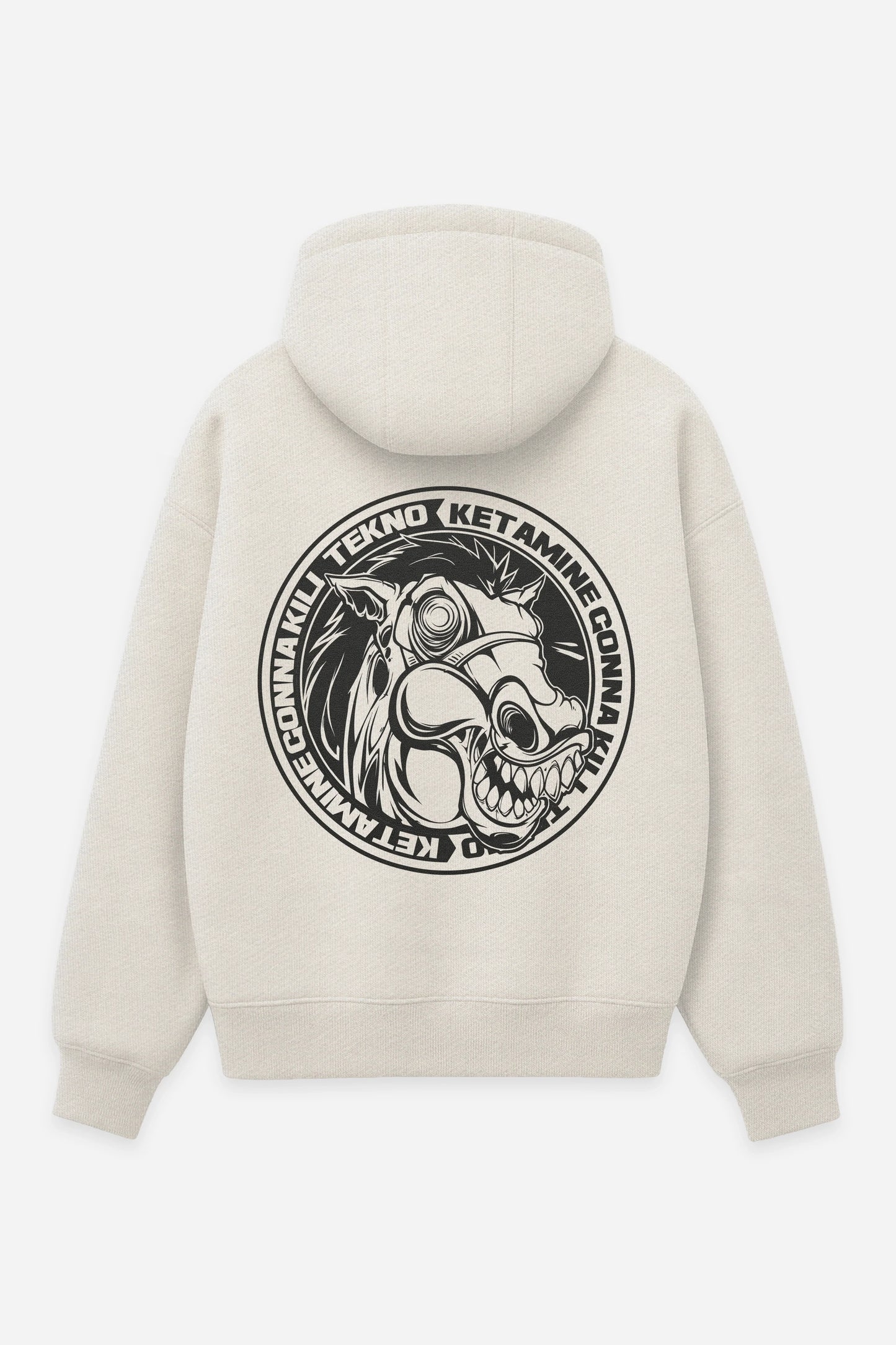Hoodie Keta Kill Tekno vanilla, dos : design free party teuf tekno hardcore, sweat à capuche Etilik Wear