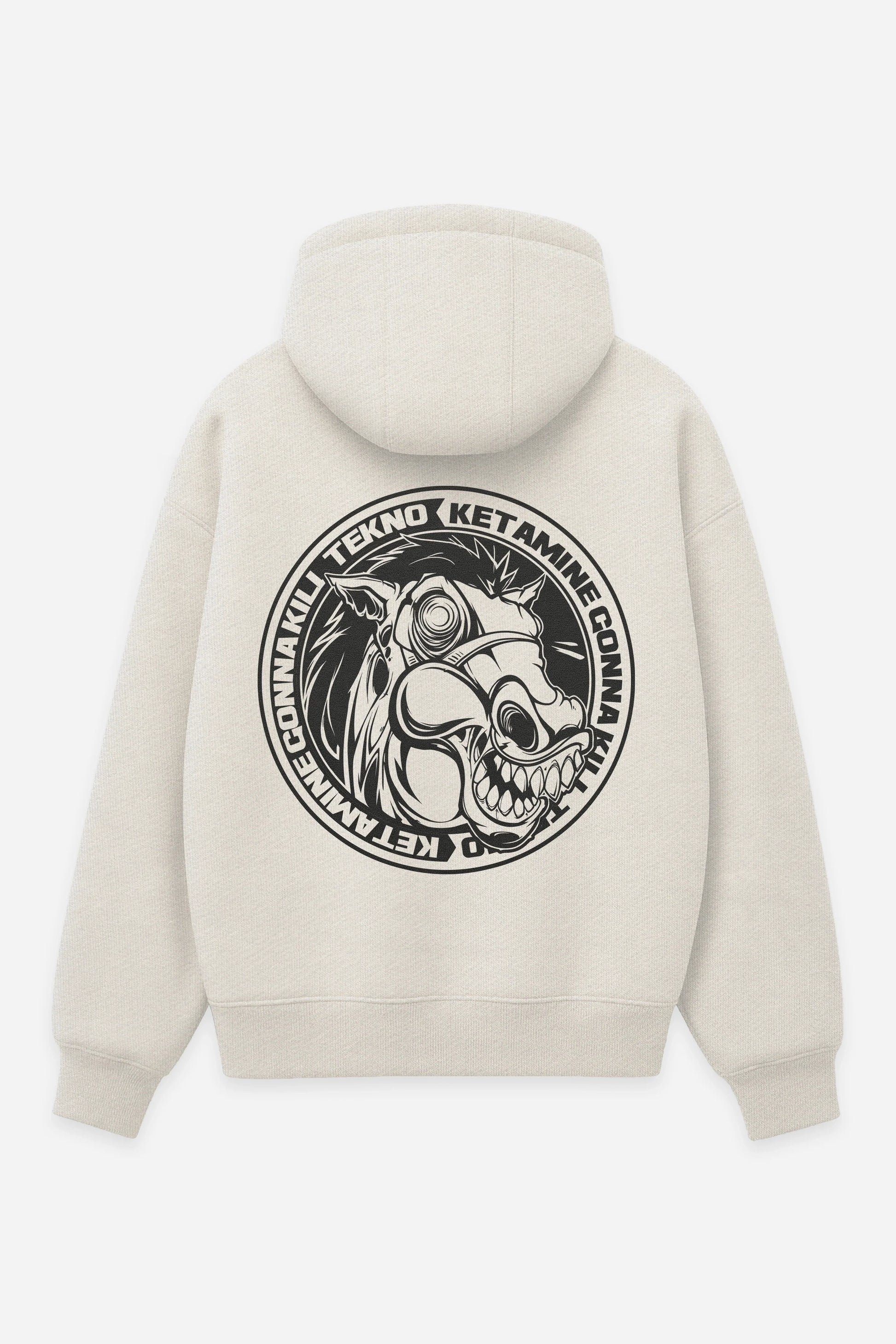 Hoodie Keta Kill Tekno vanilla, dos : design free party teuf tekno hardcore, sweat à capuche Etilik Wear