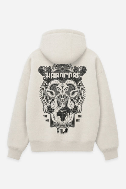 Hoodie Master-HxC vanilla, dos : Master-HxC par Etilik, design free party, sweat à capuche Etilik Wear