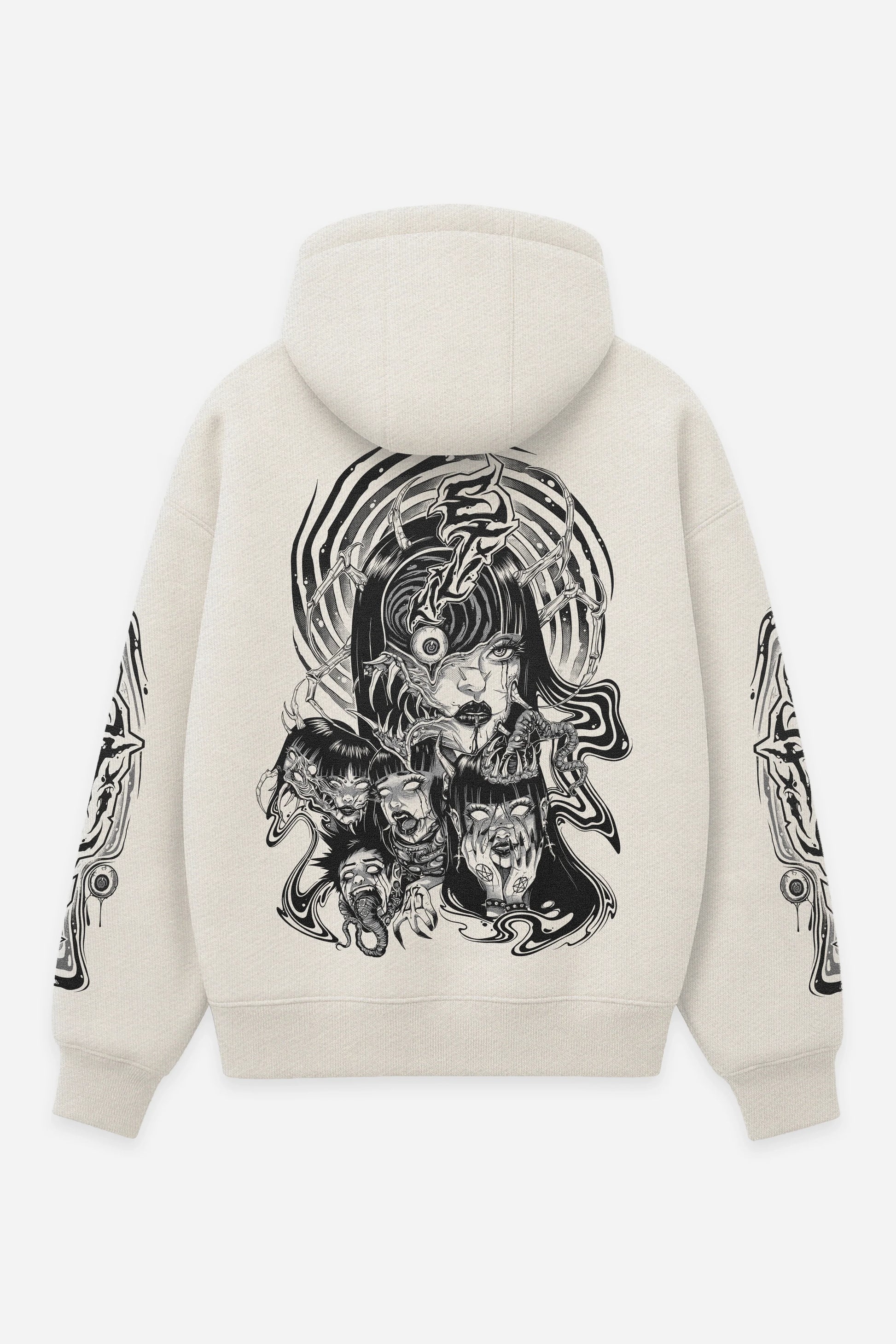 Hoodie Mental Disorder vanilla, dos : bootleg Junji Ito, design anime, sweat à capuche Etilik Wear