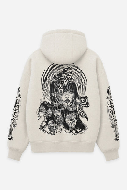 Hoodie Mental Disorder vanilla, dos : bootleg Junji Ito, design anime, sweat à capuche Etilik Wear
